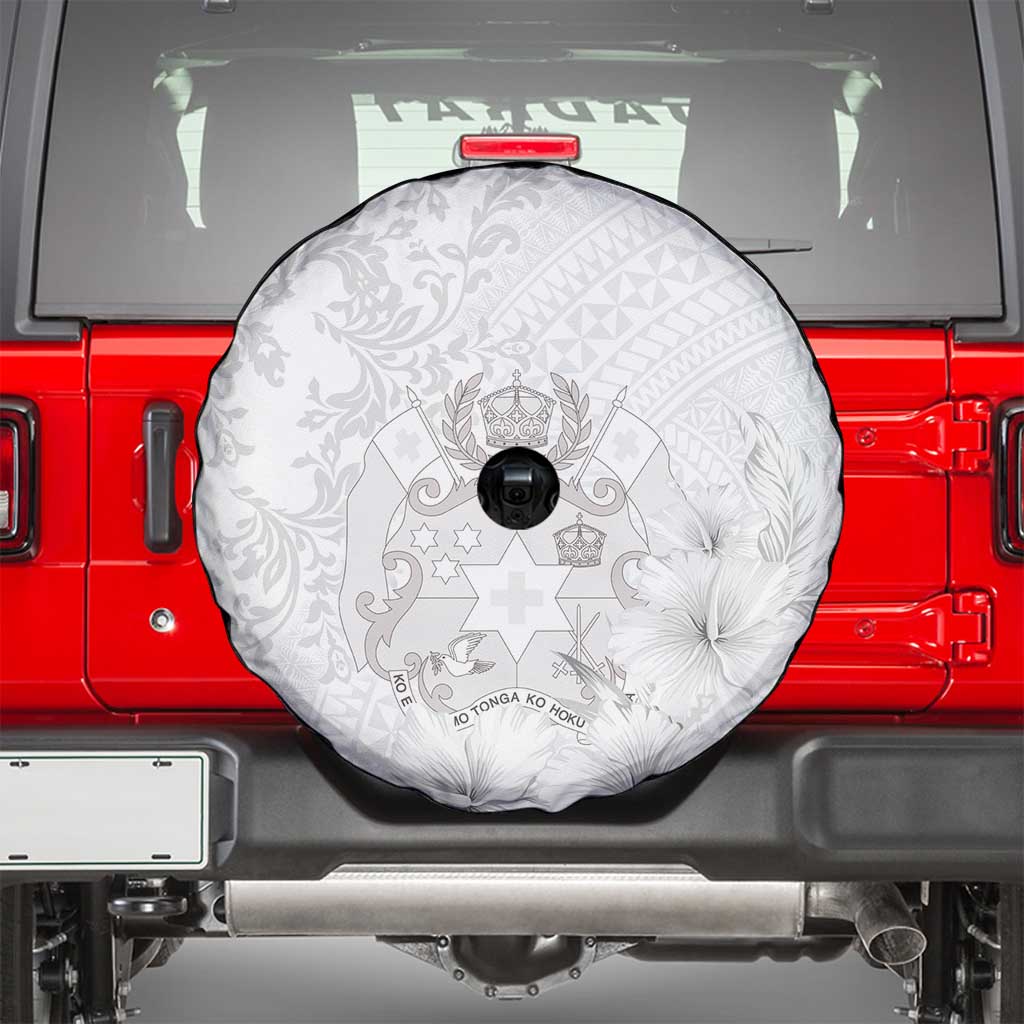 Tonga Faka Sepitema Spare Tire Cover Ngatu and Floral Pattern with Blooming Hibiscus