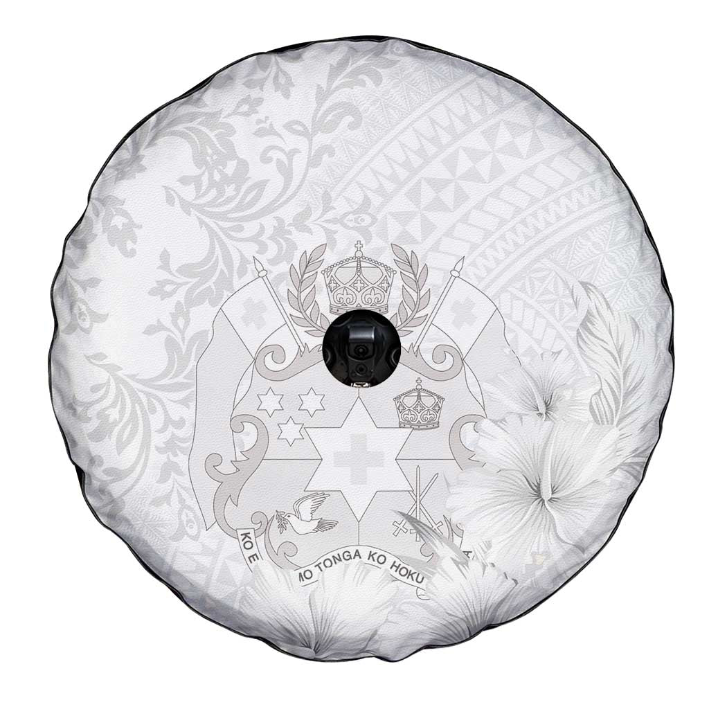 Tonga Faka Sepitema Spare Tire Cover Ngatu and Floral Pattern with Blooming Hibiscus