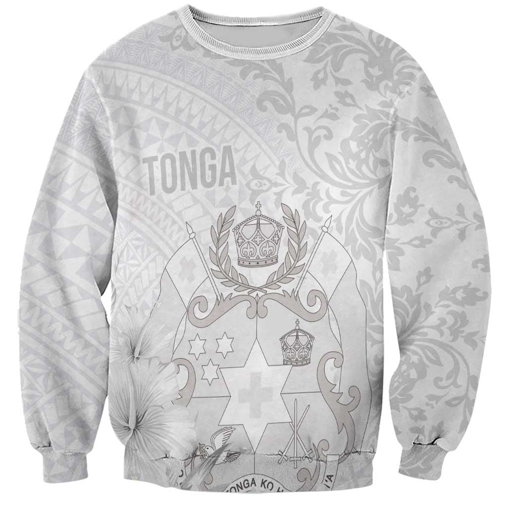 Tonga Faka Sepitema Sweatshirt Ngatu and Floral Pattern with Blooming Hibiscus