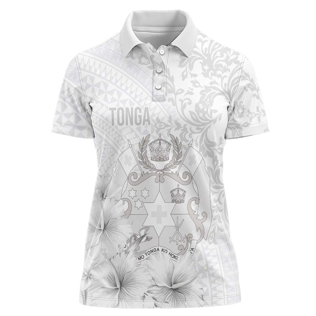 Tonga Faka Sepitema Women Polo Shirt Ngatu and Floral Pattern with Blooming Hibiscus