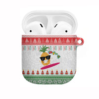 Hawaiian Mele Kalikimaka AirPods Case Funny Pineapple Surfing with Map Christmas Stripe Elements LT03 Multicolor - Polynesian Pride