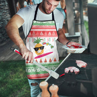 Hawaiian Mele Kalikimaka Apron Funny Pineapple Surfing with Map Christmas Stripe Elements LT03 - Polynesian Pride