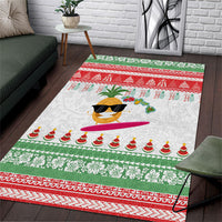 Hawaiian Mele Kalikimaka Area Rug Funny Pineapple Surfing with Map Christmas Stripe Elements LT03 Multicolor - Polynesian Pride