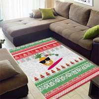 Hawaiian Mele Kalikimaka Area Rug Funny Pineapple Surfing with Map Christmas Stripe Elements LT03 - Polynesian Pride
