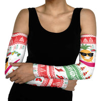Hawaiian Mele Kalikimaka Arm Sleeves Funny Pineapple Surfing with Map Christmas Stripe Elements LT03 - Polynesian Pride