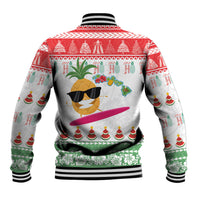 Hawaiian Mele Kalikimaka Baseball Jacket Funny Pineapple Surfing with Map Christmas Stripe Elements LT03 - Polynesian Pride