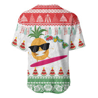 Hawaiian Mele Kalikimaka Baseball Jersey Funny Pineapple Surfing with Map Christmas Stripe Elements LT03 - Polynesian Pride