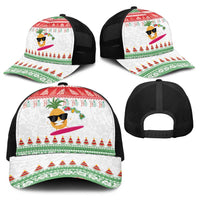 Hawaiian Mele Kalikimaka Baseball Net Cap Funny Pineapple Surfing with Map Christmas Stripe Elements LT03 - Polynesian Pride