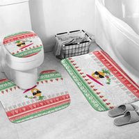 Hawaiian Mele Kalikimaka Bathroom Set Funny Pineapple Surfing with Map Christmas Stripe Elements LT03 Mat Set Only (3 pcs) One Size Multicolor - Polynesian Pride