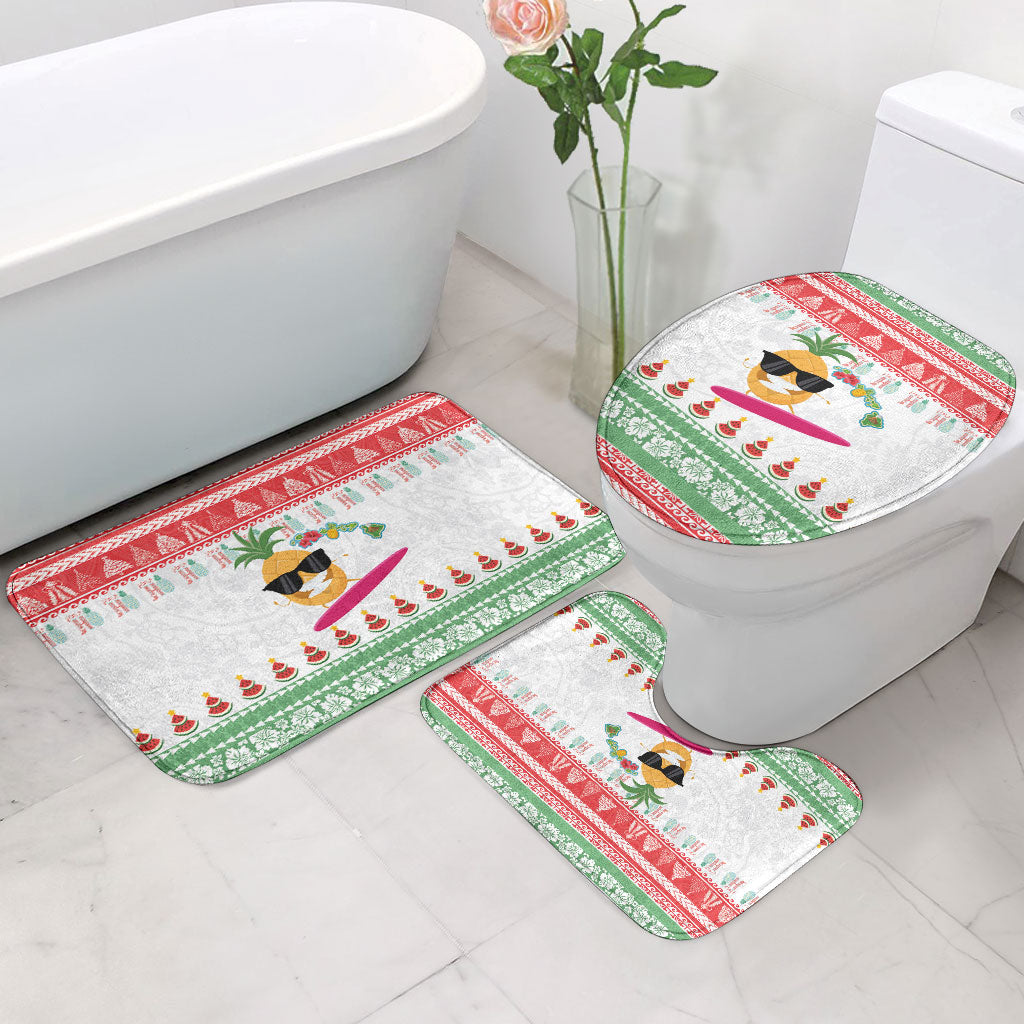 Hawaiian Mele Kalikimaka Bathroom Set Funny Pineapple Surfing with Map Christmas Stripe Elements LT03 - Polynesian Pride