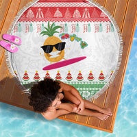 Hawaiian Mele Kalikimaka Beach Blanket Funny Pineapple Surfing with Map Christmas Stripe Elements LT03 - Polynesian Pride