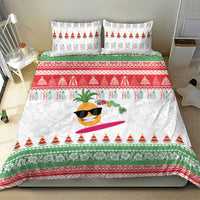 Hawaiian Mele Kalikimaka Bedding Set Funny Pineapple Surfing with Map Christmas Stripe Elements LT03 - Polynesian Pride