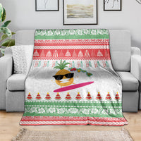 Hawaiian Mele Kalikimaka Blanket Funny Pineapple Surfing with Map Christmas Stripe Elements LT03 - Polynesian Pride