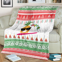 Hawaiian Mele Kalikimaka Blanket Funny Pineapple Surfing with Map Christmas Stripe Elements LT03 - Polynesian Pride