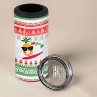 Hawaiian Mele Kalikimaka 4 in 1 Can Cooler Tumbler Funny Pineapple Surfing with Map Christmas Stripe Elements LT03 - Polynesian Pride
