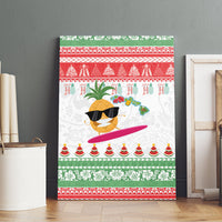 Hawaiian Mele Kalikimaka Canvas Wall Art Funny Pineapple Surfing with Map Christmas Stripe Elements LT03 - Polynesian Pride