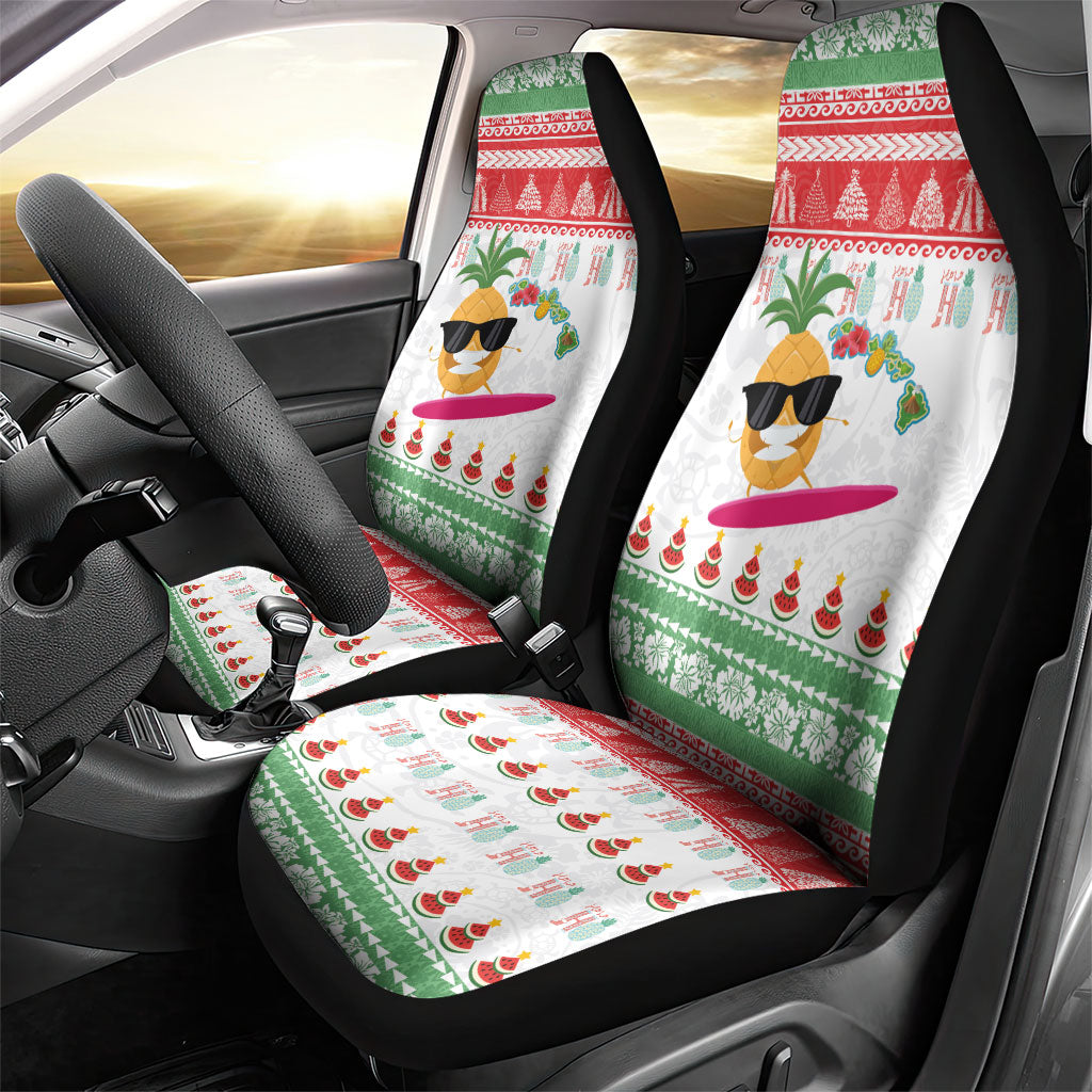 Hawaiian Mele Kalikimaka Car Seat Cover Funny Pineapple Surfing with Map Christmas Stripe Elements LT03 - Polynesian Pride