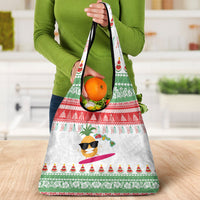 Hawaiian Mele Kalikimaka Grocery Bag Funny Pineapple Surfing with Map Christmas Stripe Elements LT03 - Polynesian Pride