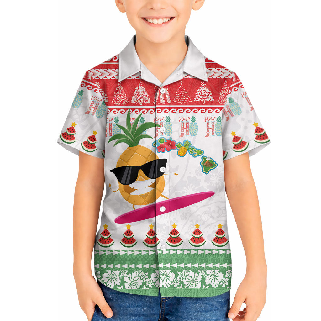 Hawaiian Mele Kalikimaka Hawaiian Shirt Funny Pineapple Surfing with Map Christmas Stripe Elements LT03 - Polynesian Pride