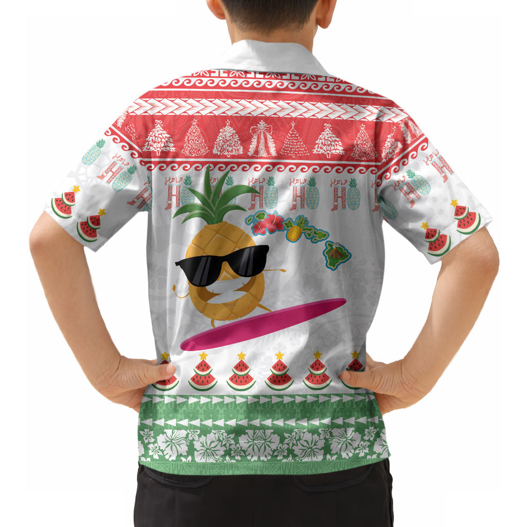 Hawaiian Mele Kalikimaka Hawaiian Shirt Funny Pineapple Surfing with Map Christmas Stripe Elements LT03 - Polynesian Pride