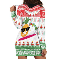 Hawaiian Mele Kalikimaka Hoodie Dress Funny Pineapple Surfing with Map Christmas Stripe Elements LT03 - Polynesian Pride