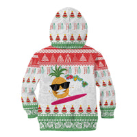 Hawaiian Mele Kalikimaka Kid Hoodie Funny Pineapple Surfing with Map Christmas Stripe Elements LT03 - Polynesian Pride