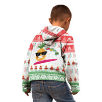 Hawaiian Mele Kalikimaka Kid Hoodie Funny Pineapple Surfing with Map Christmas Stripe Elements LT03 - Polynesian Pride