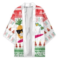 Hawaiian Mele Kalikimaka Kimono Funny Pineapple Surfing with Map Christmas Stripe Elements LT03 Unisex Multicolor - Polynesian Pride