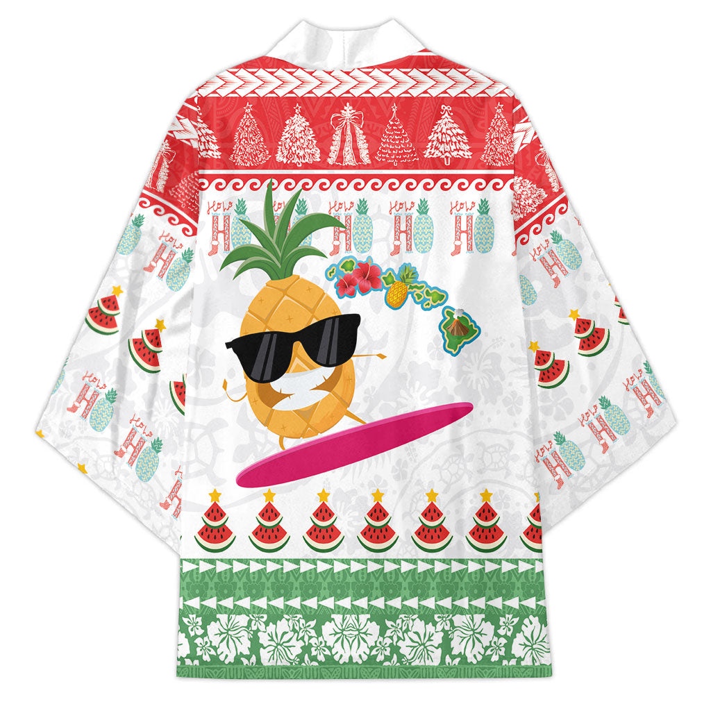 Hawaiian Mele Kalikimaka Kimono Funny Pineapple Surfing with Map Christmas Stripe Elements LT03 - Polynesian Pride