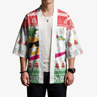 Hawaiian Mele Kalikimaka Kimono Funny Pineapple Surfing with Map Christmas Stripe Elements LT03 - Polynesian Pride