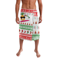Hawaiian Mele Kalikimaka Lavalava Funny Pineapple Surfing with Map Christmas Stripe Elements LT03 Multicolor - Polynesian Pride