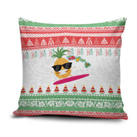 Hawaiian Mele Kalikimaka Pillow Cover Funny Pineapple Surfing with Map Christmas Stripe Elements LT03 Multicolor - Polynesian Pride