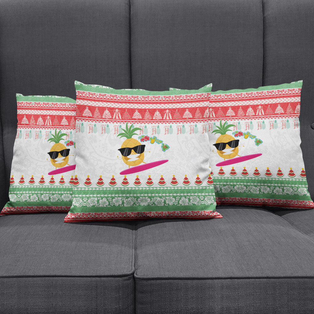 Hawaiian Mele Kalikimaka Pillow Cover Funny Pineapple Surfing with Map Christmas Stripe Elements LT03 - Polynesian Pride