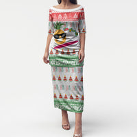 Hawaiian Mele Kalikimaka Puletasi Funny Pineapple Surfing with Map Christmas Stripe Elements LT03 Long Dress Multicolor - Polynesian Pride