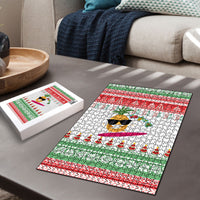 Hawaiian Mele Kalikimaka Puzzle Funny Pineapple Surfing with Map Christmas Stripe Elements LT03 - Polynesian Pride