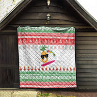 Hawaiian Mele Kalikimaka Quilt Funny Pineapple Surfing with Map Christmas Stripe Elements LT03 - Polynesian Pride