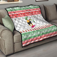 Hawaiian Mele Kalikimaka Quilt Funny Pineapple Surfing with Map Christmas Stripe Elements LT03 - Polynesian Pride