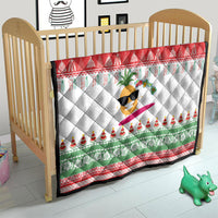 Hawaiian Mele Kalikimaka Quilt Funny Pineapple Surfing with Map Christmas Stripe Elements LT03 - Polynesian Pride