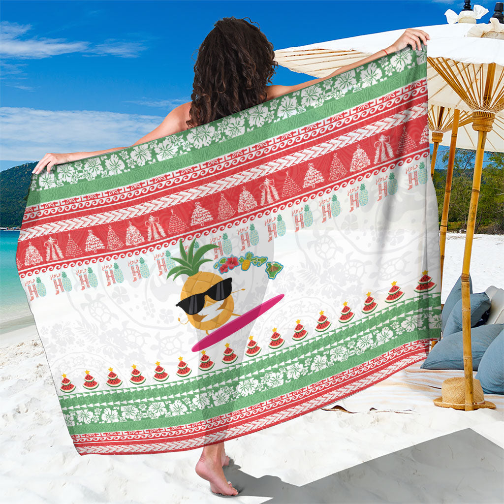 Hawaiian Mele Kalikimaka Sarong Funny Pineapple Surfing with Map Christmas Stripe Elements LT03 One Size 44 x 66 inches Multicolor - Polynesian Pride