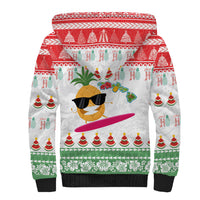 Hawaiian Mele Kalikimaka Sherpa Hoodie Funny Pineapple Surfing with Map Christmas Stripe Elements LT03 - Polynesian Pride