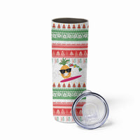 Hawaiian Mele Kalikimaka Skinny Tumbler Funny Pineapple Surfing with Map Christmas Stripe Elements LT03 - Polynesian Pride