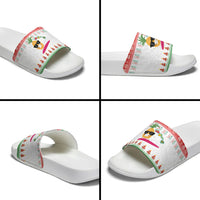 Hawaiian Mele Kalikimaka Slide Sandals Funny Pineapple Surfing with Map Christmas Stripe Elements LT03 - Polynesian Pride