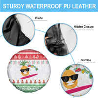 Hawaiian Mele Kalikimaka Spare Tire Cover Funny Pineapple Surfing with Map Christmas Stripe Elements LT03 - Polynesian Pride
