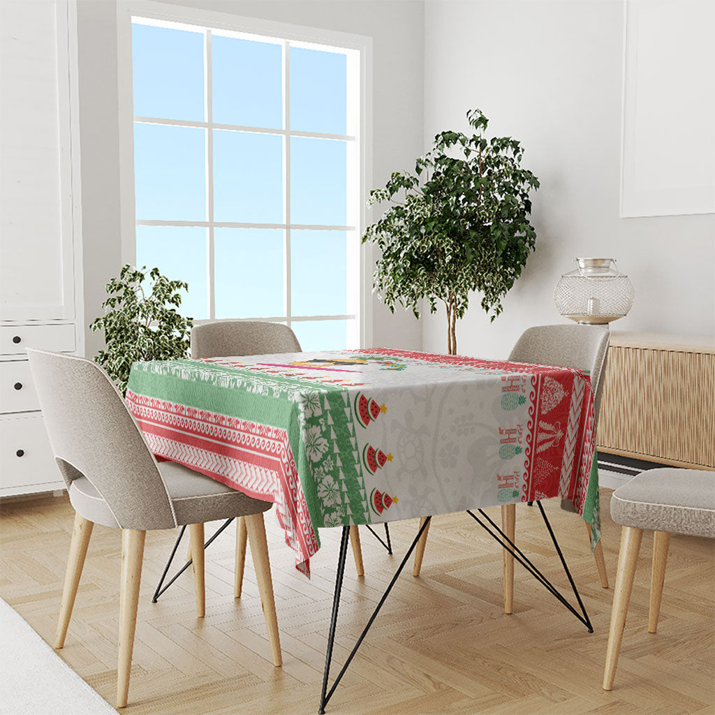 Hawaiian Mele Kalikimaka Tablecloth Funny Pineapple Surfing with Map Christmas Stripe Elements LT03 - Polynesian Pride
