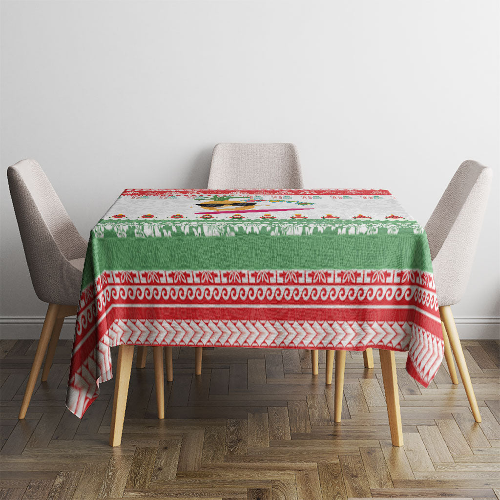 Hawaiian Mele Kalikimaka Tablecloth Funny Pineapple Surfing with Map Christmas Stripe Elements LT03 - Polynesian Pride