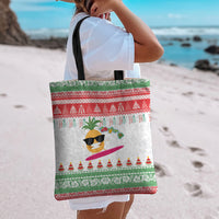 Hawaiian Mele Kalikimaka Tote Bag Funny Pineapple Surfing with Map Christmas Stripe Elements LT03 - Polynesian Pride