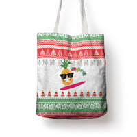 Hawaiian Mele Kalikimaka Tote Bag Funny Pineapple Surfing with Map Christmas Stripe Elements LT03 - Polynesian Pride