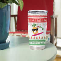 Hawaiian Mele Kalikimaka Tumbler Cup Funny Pineapple Surfing with Map Christmas Stripe Elements LT03 - Polynesian Pride