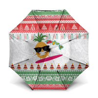 Hawaiian Mele Kalikimaka Umbrella Funny Pineapple Surfing with Map Christmas Stripe Elements LT03 One Size Folded 11.42 inch Opened Diameter 37.4 inch Multicolor - Polynesian Pride
