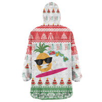 Hawaiian Mele Kalikimaka Wearable Blanket Hoodie Funny Pineapple Surfing with Map Christmas Stripe Elements LT03 - Polynesian Pride